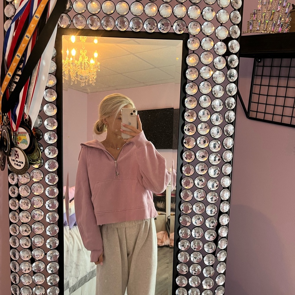 lululemon half zip scuba in pink xs/s